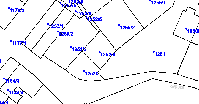 Parcela st. 1252/4 v KÚ Zastávka, Katastrální mapa