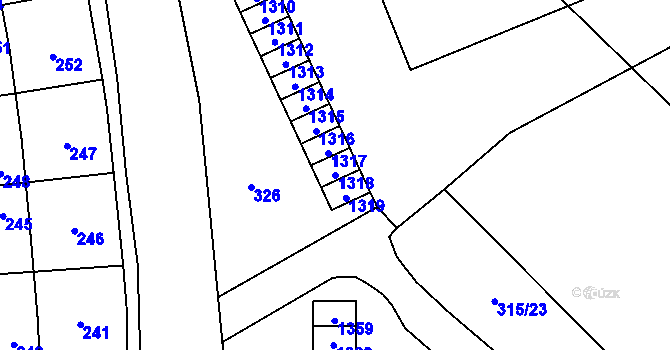 Parcela st. 1318 v KÚ Zastávka, Katastrální mapa
