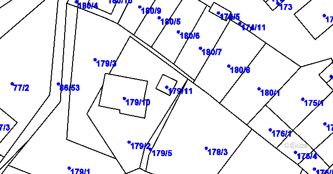 Parcela st. 179/11 v KÚ Zastávka, Katastrální mapa