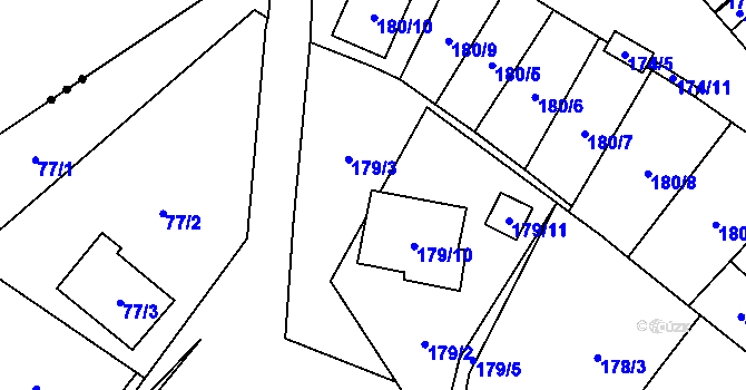 Parcela st. 179/12 v KÚ Zastávka, Katastrální mapa