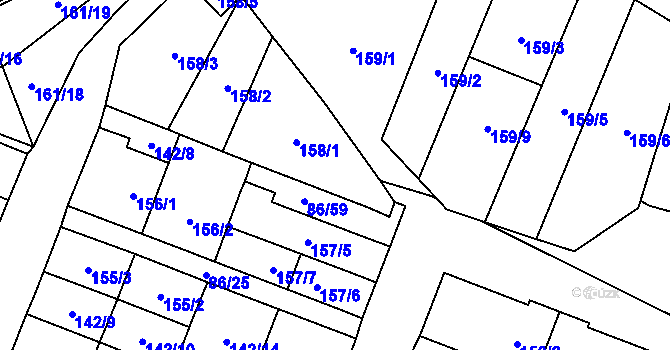 Parcela st. 158/4 v KÚ Zastávka, Katastrální mapa