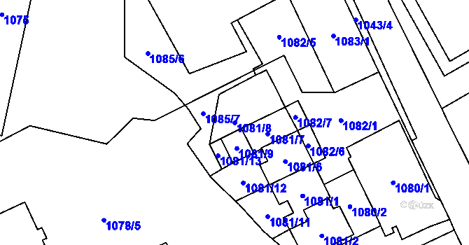 Parcela st. 1081/8 v KÚ Zastávka, Katastrální mapa