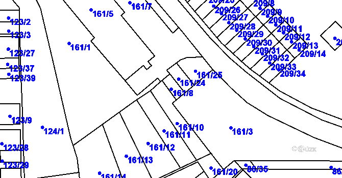 Parcela st. 161/8 v KÚ Zastávka, Katastrální mapa