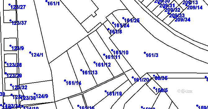 Parcela st. 161/11 v KÚ Zastávka, Katastrální mapa
