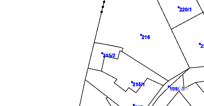 Parcela st. 215/2 v KÚ Zastávka, Katastrální mapa