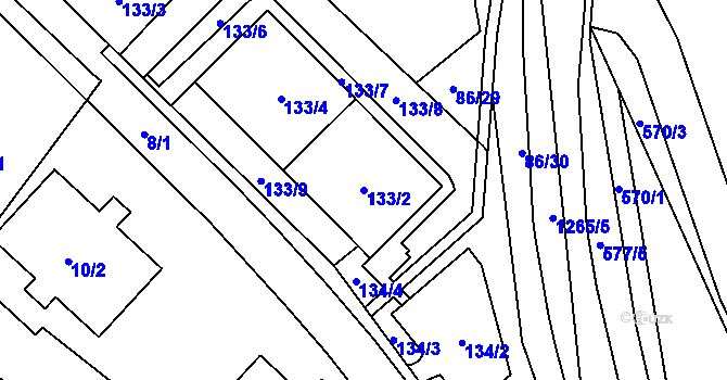 Parcela st. 133/2 v KÚ Zastávka, Katastrální mapa