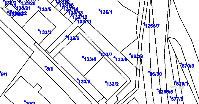 Parcela st. 133/7 v KÚ Zastávka, Katastrální mapa