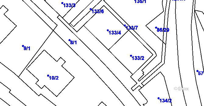 Parcela st. 133/9 v KÚ Zastávka, Katastrální mapa
