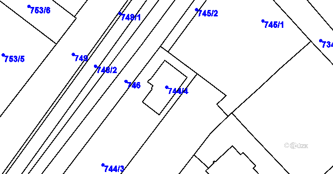 Parcela st. 744/4 v KÚ Zastávka, Katastrální mapa