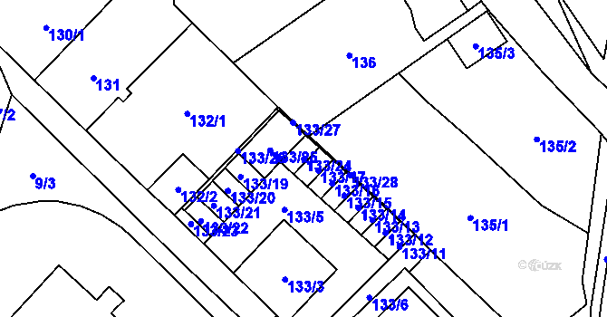 Parcela st. 133/24 v KÚ Zastávka, Katastrální mapa