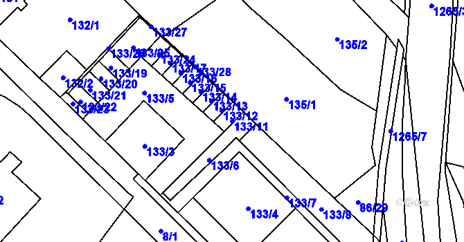 Parcela st. 133/11 v KÚ Zastávka, Katastrální mapa