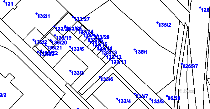 Parcela st. 133/12 v KÚ Zastávka, Katastrální mapa