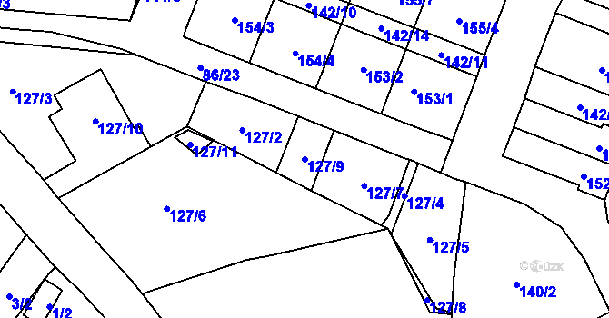 Parcela st. 127/9 v KÚ Zastávka, Katastrální mapa