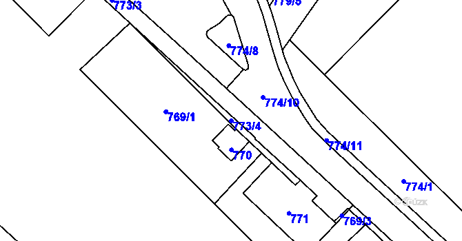 Parcela st. 773/4 v KÚ Zastávka, Katastrální mapa