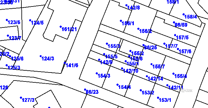Parcela st. 155/5 v KÚ Zastávka, Katastrální mapa