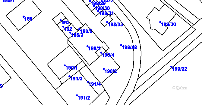 Parcela st. 190/4 v KÚ Zastávka, Katastrální mapa