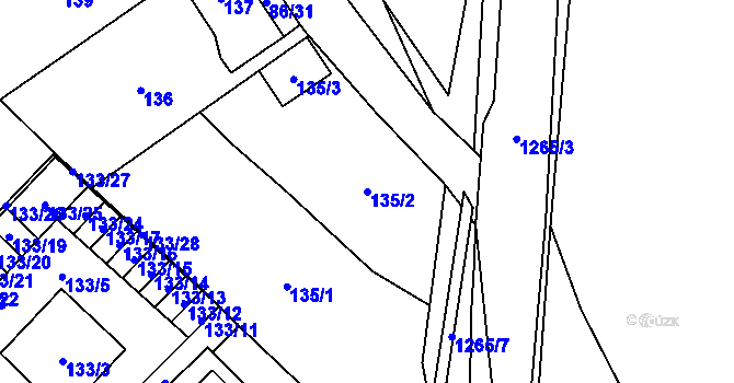 Parcela st. 135/2 v KÚ Zastávka, Katastrální mapa