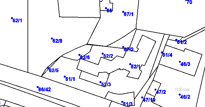Parcela st. 52/2 v KÚ Zastávka, Katastrální mapa