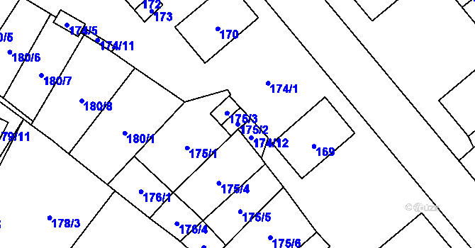 Parcela st. 175/2 v KÚ Zastávka, Katastrální mapa