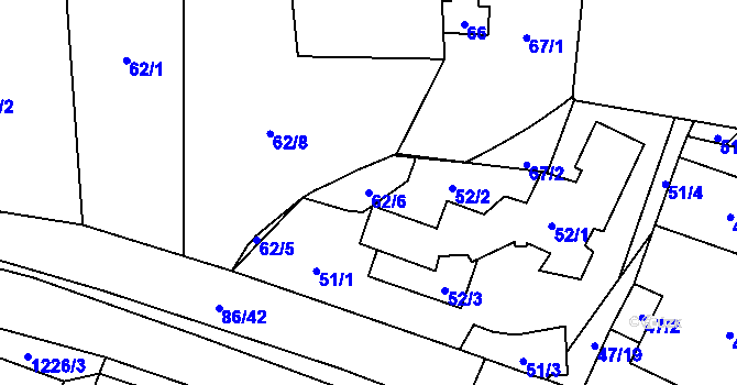 Parcela st. 62/6 v KÚ Zastávka, Katastrální mapa