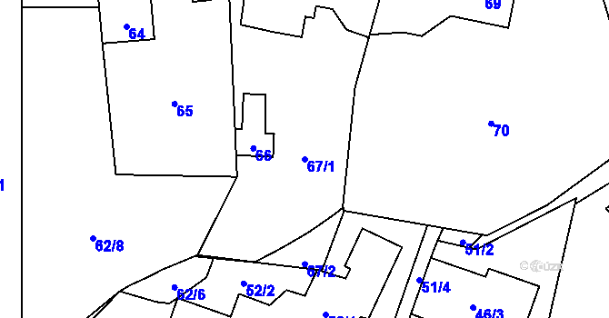 Parcela st. 67/1 v KÚ Zastávka, Katastrální mapa