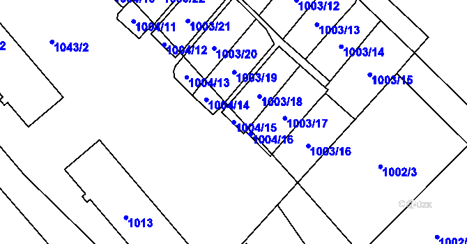 Parcela st. 1004/15 v KÚ Zastávka, Katastrální mapa