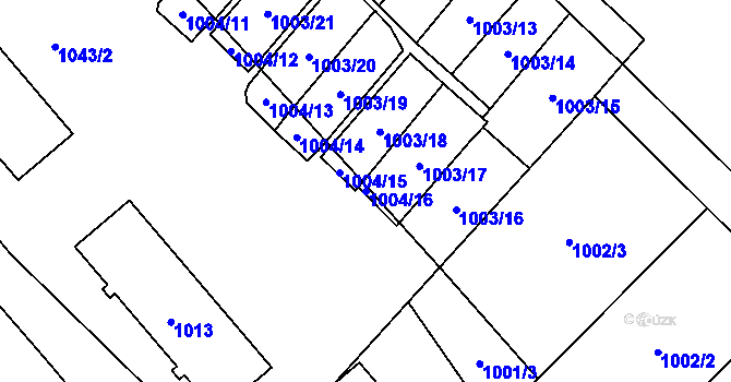 Parcela st. 1004/16 v KÚ Zastávka, Katastrální mapa