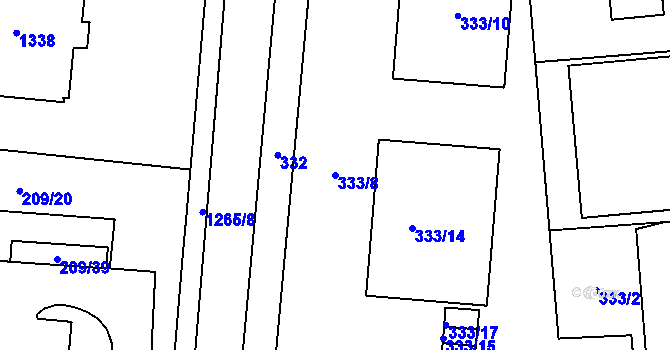 Parcela st. 333/8 v KÚ Zastávka, Katastrální mapa