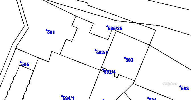 Parcela st. 582/1 v KÚ Zastávka, Katastrální mapa