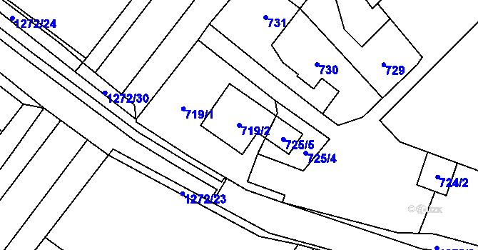 Parcela st. 719/2 v KÚ Zastávka, Katastrální mapa