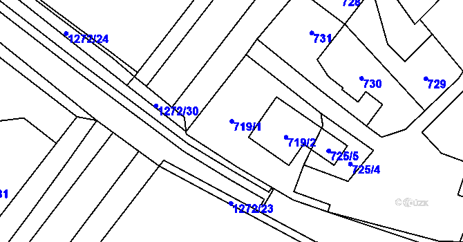 Parcela st. 719/1 v KÚ Zastávka, Katastrální mapa