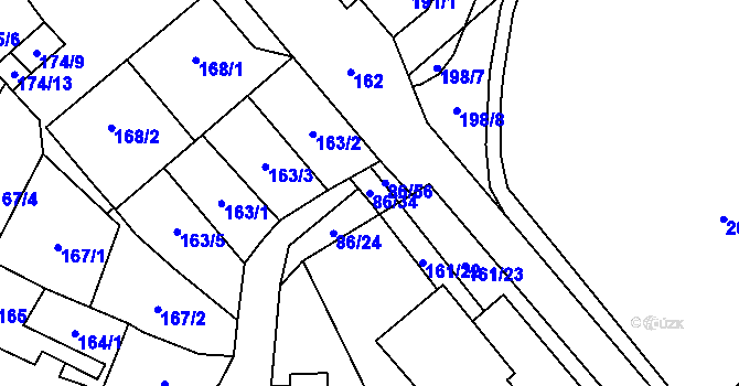 Parcela st. 86/34 v KÚ Zastávka, Katastrální mapa