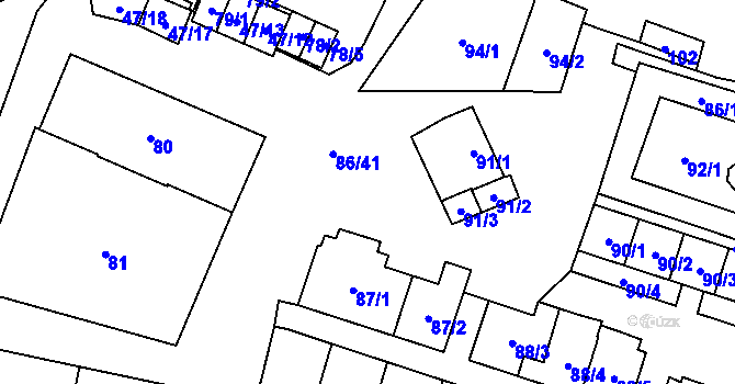 Parcela st. 86/50 v KÚ Zastávka, Katastrální mapa