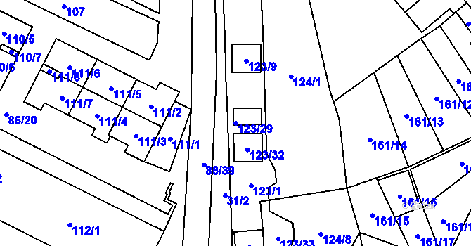 Parcela st. 123/29 v KÚ Zastávka, Katastrální mapa