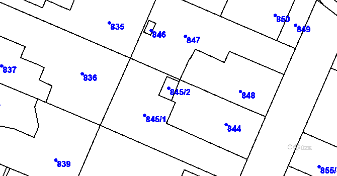 Parcela st. 845/2 v KÚ Zastávka, Katastrální mapa
