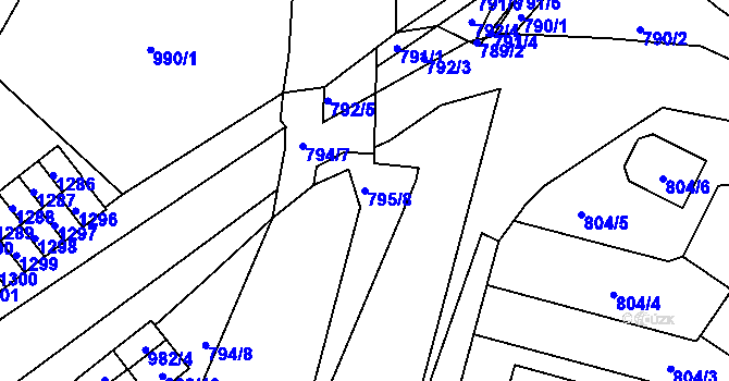 Parcela st. 795/8 v KÚ Zastávka, Katastrální mapa