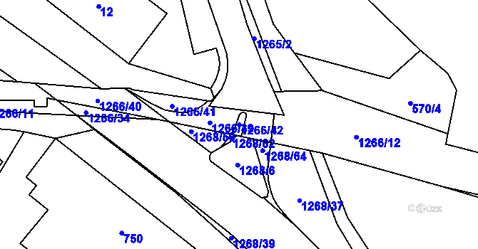 Parcela st. 1266/42 v KÚ Zastávka, Katastrální mapa