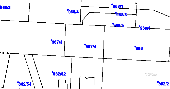Parcela st. 967/4 v KÚ Zastávka, Katastrální mapa