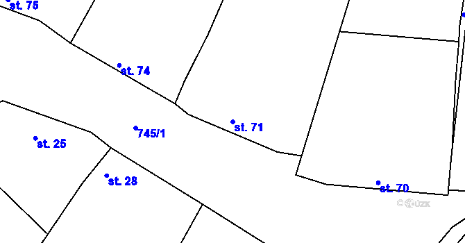 Parcela st. 71 v KÚ Zástřizly, Katastrální mapa