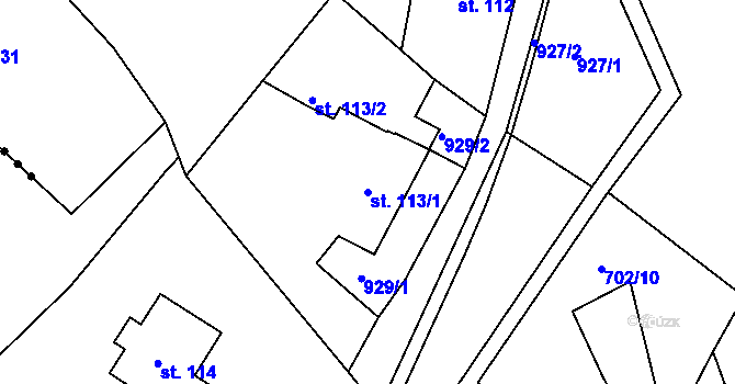 Parcela st. 113/1 v KÚ Zástřizly, Katastrální mapa