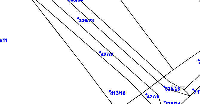 Parcela st. 427/2 v KÚ Zástřizly, Katastrální mapa
