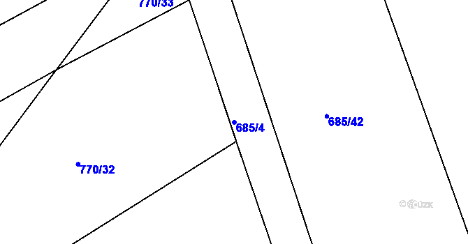 Parcela st. 685/4 v KÚ Zástřizly, Katastrální mapa
