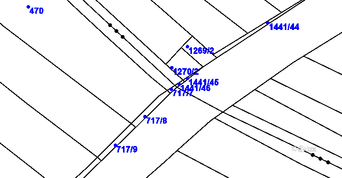 Parcela st. 717/7 v KÚ Zástřizly, Katastrální mapa