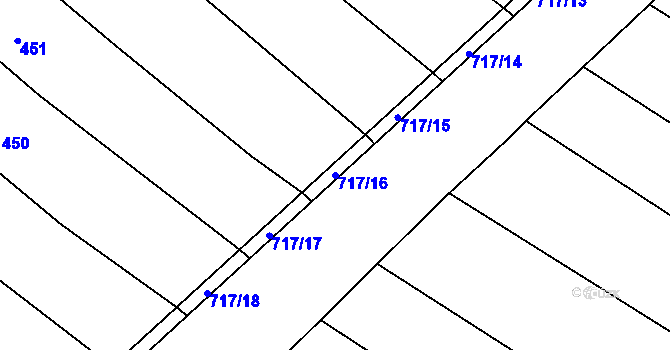 Parcela st. 717/16 v KÚ Zástřizly, Katastrální mapa