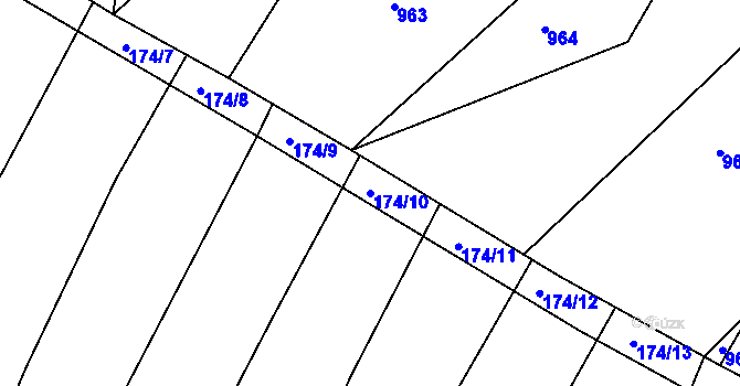 Parcela st. 174/10 v KÚ Zástřizly, Katastrální mapa