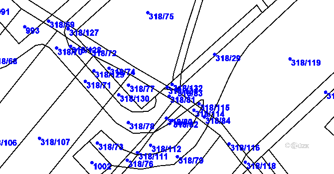 Parcela st. 318/131 v KÚ Zástřizly, Katastrální mapa