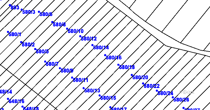 Parcela st. 580/16 v KÚ Zástřizly, Katastrální mapa