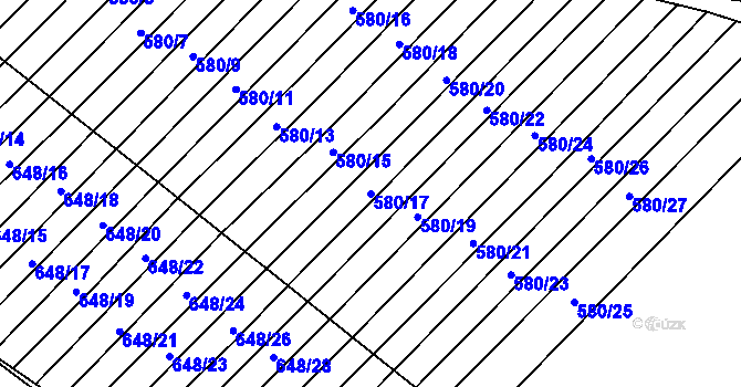Parcela st. 580/17 v KÚ Zástřizly, Katastrální mapa