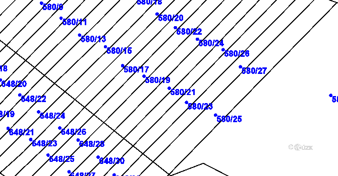 Parcela st. 580/21 v KÚ Zástřizly, Katastrální mapa