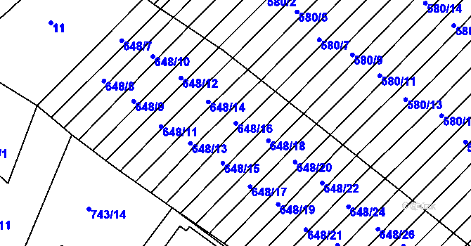 Parcela st. 648/16 v KÚ Zástřizly, Katastrální mapa